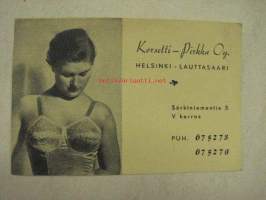 Korsetti-Pirkka Oy Helsinki / Lauttasaari -mainoskortti