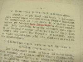 Marttilan, Kosken, Auran ja Karinaisten kuntien Säästöpankin säännöt 1902