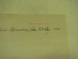 Apoteket vid Salutorget Gösta Widbom, Björneborg, 22.5.1914 -asiakirja, allekirjoitus Gösta Widbom