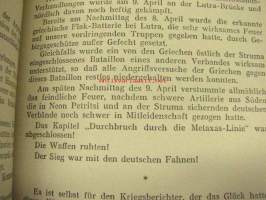 Kampf und Intrige um Griechenland -Saksan hyökkäys Kreikkaan, NSDAP:n Keskuskustantamon toimesta julkaistu kuvitettu teos, jopa värikuvin, vuodelta 1942, teos on