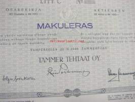 Tammer Tehtaat Oy, Tampere 1946, 5 000 mk -osakekirja