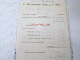 kirkkoherran maksut  tammela 1941