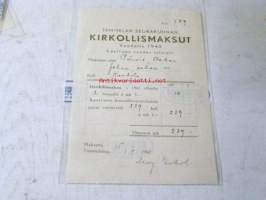 kirkkoherran maksut  tammela 1942
