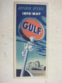 Gulf Oil Ontario, Quebec Info Map -huoltoasemaketjun USA:ssa jakama tiekartta