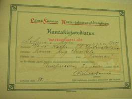 Länsi-Suomen Karjanjalostusyhdistyksen Kantakirjatodistus Lehmä &quot;Äyri&quot;, Koski Tl Uusitalo, 3.12.1930