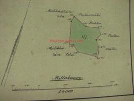 Kartta Järvenranta nimisestä palstatilasta, jonka erotti  Alastalo-nimisestä osasta Käkölän yksinäisperintötaloa Luonnonmaan luodolla Naantalin