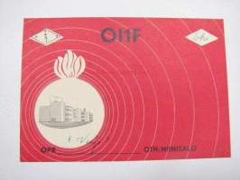 OI1F /QTH Niinisalo 27.11.1954 -puolustusvoimain radiosähköttäjän yhteyskortti