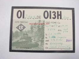 OI3DCZ / OI3HBU QTH Parola 12.11.1954, operator Janne? Isoviita -puolustusvoimain radiosähköttäjän yhteyskortti