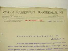 Vihdin Puuseppäin Huonekaluliike, Lahti / Pietari, 10.5.1913 -asiakirja