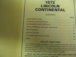Lincoln Continental 1972 - Owner`s manual