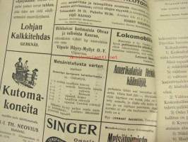 Maanviljelijä 1912 nr 9 sis. mm. G. Hartman / Lincoln lokomobiilit, Kone- ja Siltarakennus Oy kiertomankelit ym. -kuvalliset mainokset