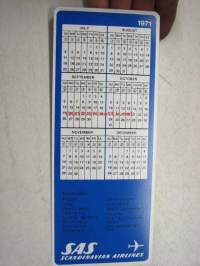 SAS 1971 -mainoskalenteri