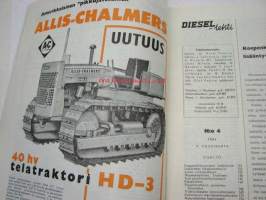 Diesel-lehti 1961 nr 4 -runsas mainoskuvitus työkoneista ja moottoreista ym.