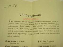 Kansan Näyttämö, Helsinki 1907, Yhtiösopimus ja osakkeiden merkitsemislista
