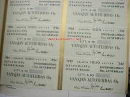 Vanajan Autotehdas Oy, Helsinki 1951, 1 000 osaketta, 1 000 000 mk -osakekirja
