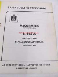 McCormick International S-125 A Direktdriven stallgödselspridare reservdelsförteckning -lannanlevitin varaosaluettelo