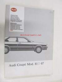 Audi Coupé Mod. 81 &gt; 87 Genuine Parts Illustrated Catalogue 1990 -varaosaluettelo