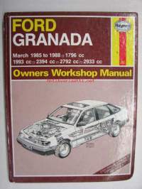 Ford Granada 1985 to 1988 -  1796 cc, 1993 cc, 2394 cc, 2792 cc, 2933 cc -owner´s workshop manual -omistajan korjaamo-ohjekirja englanniksi
