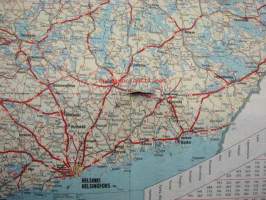 Suomi Finland 1966 maanteiden yleiskartta - översiktskarta över landsvägarna, Maanmittaushallitus 1966