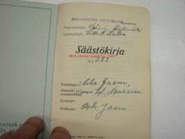 Nousiaisten Osuuskassa, Aila Jaani, 1929 -säästökirja