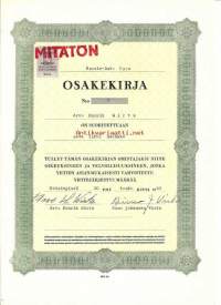 Ruoste-Esto Oy, 100 mk osakekirja, Helsinki 20.5.1963