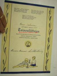 Suomen Opettajain Raittiusliitto, toivonliittojen raittiuskirjoituskilpailu, Kaino  Salminen 1938 -osallistumistodistus