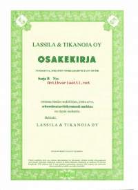 Lassila &amp; Tikanoja  Oy   5x150 mk   , osakekirja,  Helsinki