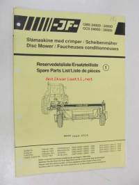 JF Slåmaskine med crimper - Disc mover - Scheibenmäher - Faucheuses conditionneuses GMS 2400D, 2800D, GCS 2400D, 2800D  Spare Parts List 1 -niittokone