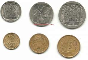 Etelä-Afrikka, 5,2,1 randia ja 50,20,10 cent  1990-luku