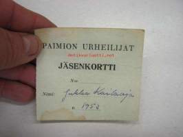 Paimion Urheilijat jäsenkortti Jukka Kailaoja v. 1953