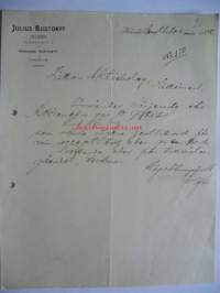 Julius Bustorff Helsinki 28.11.1908 -asiakirja