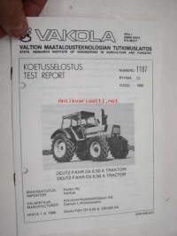 Deutz-Fahr DX 6.50 A Vakola koetusselostus 1197 1986