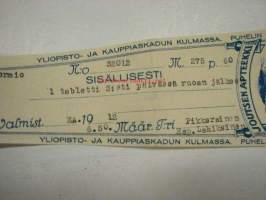 Joutsen Apteekki Turku, 6.12.1951 -apteekkisignatuuri
