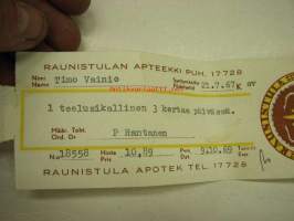 Raunistulan Apteekki Turku, 9.10.1969 -apteekkisignatuuri