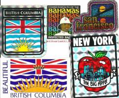 New York, San Francisco,Bahamas,British Colombiax2- matkailumerkkejä