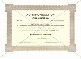 Aurakonsult Oy  osakekirja,  Turku 9.6.1971