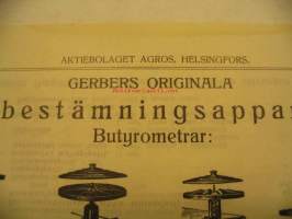 Gerberin rasvanmääräyskoneita Agros myyntiesite v. 1910