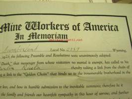 United Mine Workers of America, Cumberland Local 2337, Martin Riutta - Whereas &quot;The Angel of Death&quot;, that messenger whom... a page of our records be devoted to
