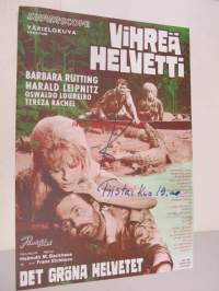 Vihreä helvetti - Det gröna helvetet -elokuvajuliste, Barbara Rütting, Harald Leipnitz, Helmuth M. Backhaus