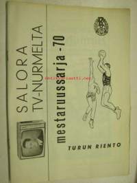 Turun Riento koripallo mestaruussarja 1970 -käsiohjelma