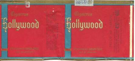 Hollywood   - tupakkaetiketti,  avattu tuotepaketti -kääre