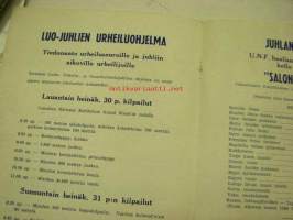 Canadan Suomalaisten XVI Laulu-, Urheilu- ja Osuustoimintajuhlat Heinäkuun 29, 30, 31 p. 1955 Toronto, Ontario -ohjelmavihko