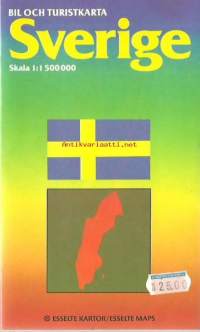 Sverige, bil och turistkarta  1980 -kartta