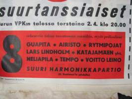 TSK Täysosuma suurtanssiaiset Turun VPK 2.4.1959 - Guapita, Airisto, Rytmipojat, Lars Lindholm, Katjamäen yht., Neliapila, Tempo, Voitto Leino, Suuri
