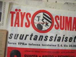 TSK Täysosuma suurtanssiaiset Turun VPK 2.4.1959 - Guapita, Airisto, Rytmipojat, Lars Lindholm, Katjamäen yht., Neliapila, Tempo, Voitto Leino, Suuri