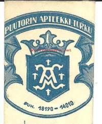 Puutorin Apteekki , resepti  signatuuri  1960