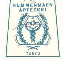 Nummenmäen Apteekki  , resepti  signatuuri   1959