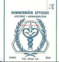 Nummenmäen Apteekki  , resepti  signatuuri   1966