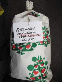 Rosenlew R-Pak joululahjasäkki 1950-luvulta, käyttämätön joulusäkki ( voimapaperia) 60 x 90 cm ulkomitoin, litteänä, tilavuus noin 40-50 litraa.
