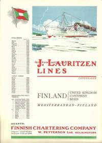 J.Lauritzen Lines, Copenhagen - mainos A4 kokoEripainos The Finnish Paper&amp;Timber Journal-lehteen 1937 nr 7A,